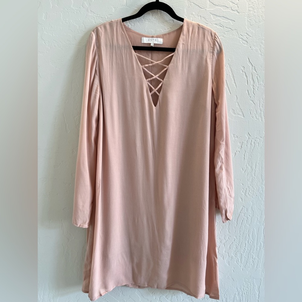 ASTR the Label Lace-Up Bell Sleeve Dress
